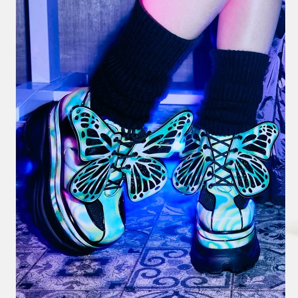Dolls Kill Shoes Butterfly Sneakers Radioactive Transformed By The